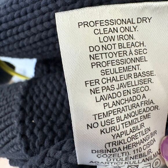 Tibi Navy Blue Heavy Knit Deep V-Neck Oversized Lace Up Accents M Contemporary - Picture 10 of 13